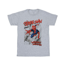 Marvel Mens Spider-Man Sketch City T-Shirt - S, Sports Grey