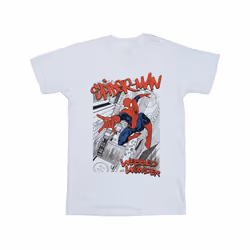 Marvel Girls Spider-Man Sketch City Cotton T-Shirt - 7-8 Years, White