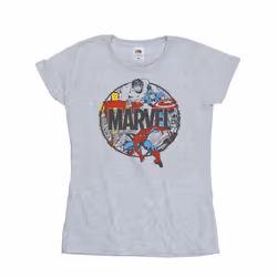 Marvel Womens/Ladies Comics Character Circle Cotton T-Shirt - L, Sports Grey