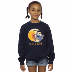 Disney Girls Lilo & Stitch Summer Waves Sweatshirt - 9-11 Years, Navy Blue