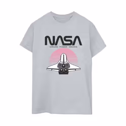 NASA Womens/Ladies Space Shuttle Sunset Cotton Boyfriend T-Shirt - L, Sports Grey