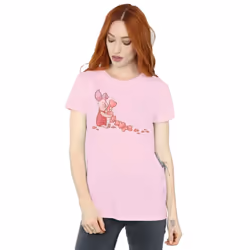 Disney Womens/Ladies Winnie The Pooh Piglet Chain Of Hearts Cotton Boyfriend T-Shirt - S, Baby Pink