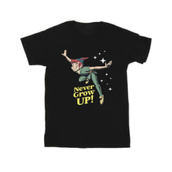Disney Mens Peter Pan Never Grow Up T-Shirt - M, Black