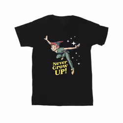 Disney Mens Peter Pan Never Grow Up T-Shirt - L, Black
