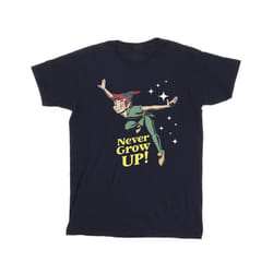 Disney Mens Peter Pan Never Grow Up T-Shirt - S, Navy Blue