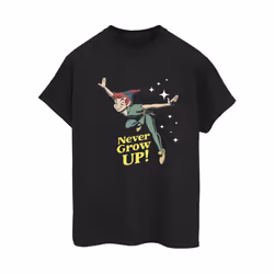 Disney Womens/Ladies Peter Pan Never Grow Up Cotton Boyfriend T-Shirt - S, Black