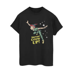 Disney Womens/Ladies Peter Pan Never Grow Up Cotton Boyfriend T-Shirt - S, Black