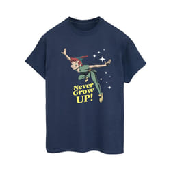Disney Womens/Ladies Peter Pan Never Grow Up Cotton Boyfriend T-Shirt - S, Navy Blue