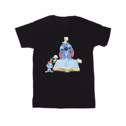 Disney Mens Lilo & Stitch Reading A Book T-Shirt - XXL, Black
