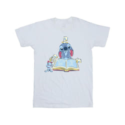 Disney Mens Lilo & Stitch Reading A Book T-Shirt - XXL, White