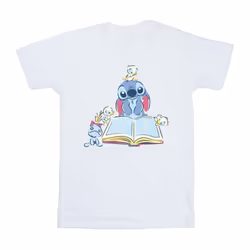 Disney Girls Lilo & Stitch Reading A Book Cotton T-Shirt - 3-4 Years, White