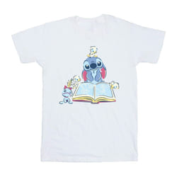 Disney Girls Lilo & Stitch Reading A Book Cotton T-Shirt - 3-4 Years, White