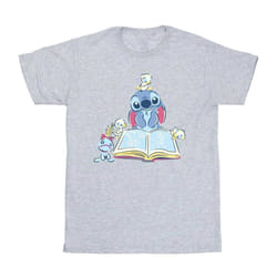 Disney Girls Lilo & Stitch Reading A Book Cotton T-Shirt - 12-13 Years, Sports Grey