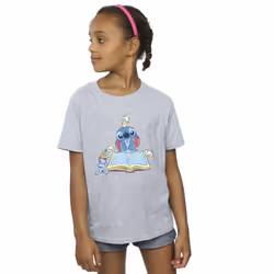 Disney Girls Lilo & Stitch Reading A Book Cotton T-Shirt - 12-13 Years, Sports Grey