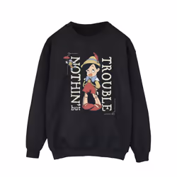 Disney Mens Pinocchio Nothing But Trouble Sweatshirt - L, Black