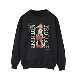 Disney Mens Pinocchio Nothing But Trouble Sweatshirt - L, Black