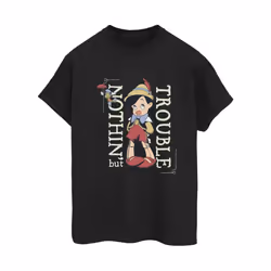 Disney Womens/Ladies Pinocchio Nothing But Trouble Cotton Boyfriend T-Shirt - S, Black