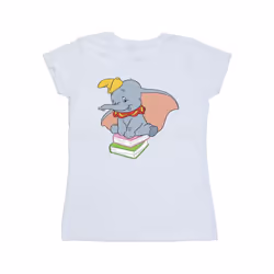 Disney Womens/Ladies Dumbo Sitting On Books Cotton T-Shirt - M, White