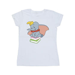 Disney Womens/Ladies Dumbo Sitting On Books Cotton T-Shirt - L, White