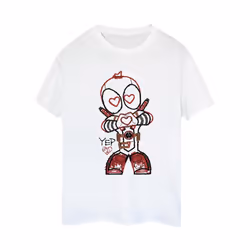 Marvel Womens/Ladies Deadpool Love Beam Line Cotton Boyfriend T-Shirt - S, White