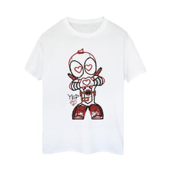 Marvel Womens/Ladies Deadpool Love Beam Line Cotton Boyfriend T-Shirt - M, White