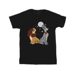 Disney Mens Lady And The Tramp Moon T-Shirt - S, Black