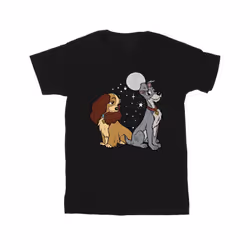 Disney Mens Lady And The Tramp Moon T-Shirt - L, Black