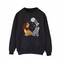 Disney Mens Lady And The Tramp Moon Sweatshirt - XL, Black