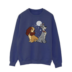 Disney Mens Lady And The Tramp Moon Sweatshirt - XL, Navy Blue