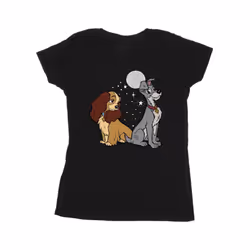 Disney Womens/Ladies Lady And The Tramp Moon Cotton T-Shirt - XL, Black