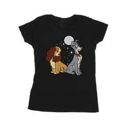 Disney Womens/Ladies Lady And The Tramp Moon Cotton T-Shirt - XL, Black