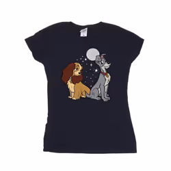 Disney Womens/Ladies Lady And The Tramp Moon Cotton T-Shirt - M, Navy Blue