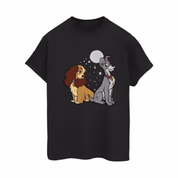 Disney Womens/Ladies Lady And The Tramp Moon Cotton Boyfriend T-Shirt - S, Black