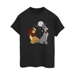Disney Womens/Ladies Lady And The Tramp Moon Cotton Boyfriend T-Shirt - S, Black