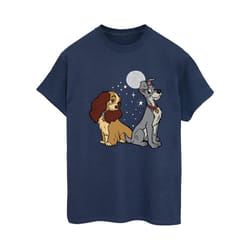 Disney Womens/Ladies Lady And The Tramp Moon Cotton Boyfriend T-Shirt - M, Navy Blue
