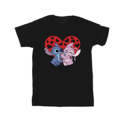Disney Mens Lilo & Stitch Hearts T-Shirt - S, Black