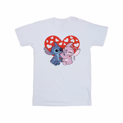 Disney Mens Lilo & Stitch Hearts T-Shirt - L, White