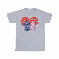 Disney Mens Lilo & Stitch Hearts T-Shirt - S, Sports Grey