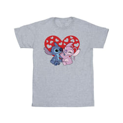 Disney Mens Lilo & Stitch Hearts T-Shirt - S, Sports Grey