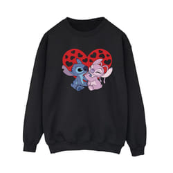 Disney Womens/Ladies Lilo & Stitch Hearts Sweatshirt - S, Black