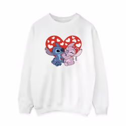 Disney Womens/Ladies Lilo & Stitch Hearts Sweatshirt - L, White