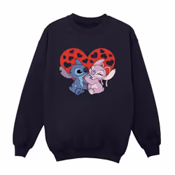 Disney Womens/Ladies Lilo & Stitch Hearts Sweatshirt - L, Navy Blue