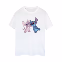 Disney Womens/Ladies Lilo & Stitch Kisses Cotton Boyfriend T-Shirt - XXL, White