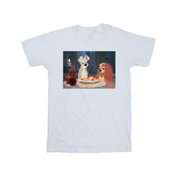 Disney Mens Lady And The Tramp Spaghetti Photo T-Shirt - M, White