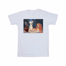 Disney Mens Lady And The Tramp Spaghetti Photo T-Shirt - XXL, White