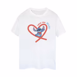 Disney Womens/Ladies Lilo & Stitch Love You Mum Cotton Boyfriend T-Shirt - M, White