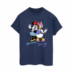 Disney Womens/Ladies Minnie Mouse And Daisy Cotton Boyfriend T-Shirt - S, Navy Blue