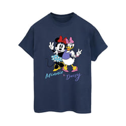 Disney Womens/Ladies Minnie Mouse And Daisy Cotton Boyfriend T-Shirt - S, Navy Blue