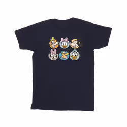 Disney Mens Mickey Mouse And Friends Faces T-Shirt - S, Navy Blue