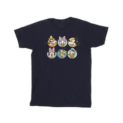 Disney Mens Mickey Mouse And Friends Faces T-Shirt - S, Navy Blue